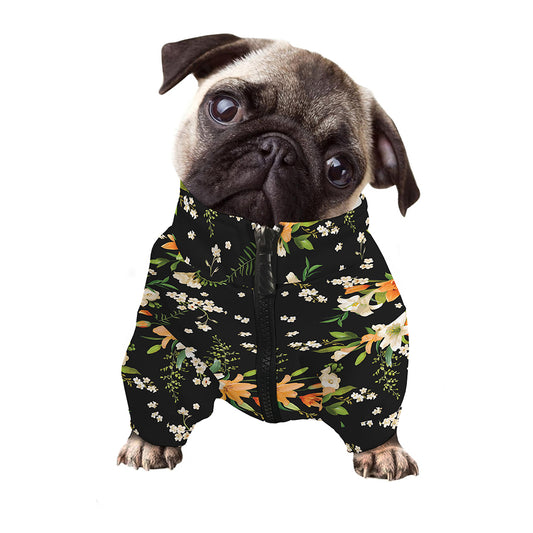 Spring Lily Flowers Pattern Print Dog Zip Up Jacket