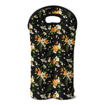 Spring Lily Flowers Pattern Print Double Neoprene Wine Tote