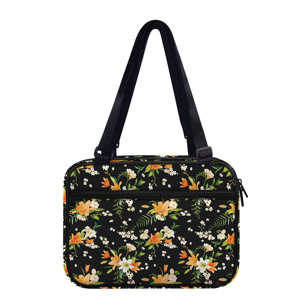 Spring Lily Flowers Pattern Print Double Strap Bible Bag