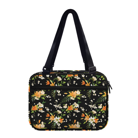 Spring Lily Flowers Pattern Print Double Strap Bible Bag