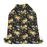 Spring Lily Flowers Pattern Print Drawstring Bag