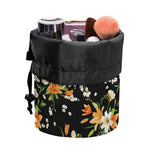 Spring Lily Flowers Pattern Print Drawstring Makeup Bag