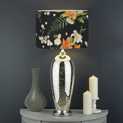 Spring Lily Flowers Pattern Print Drum Lamp Shade