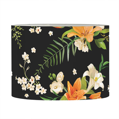 Spring Lily Flowers Pattern Print Drum Lamp Shade