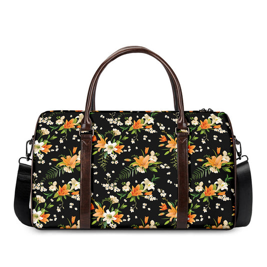 Spring Lily Flowers Pattern Print Duffle Bag