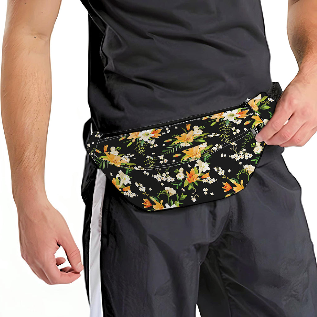Spring Lily Flowers Pattern Print Fanny Pack