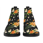 Spring Lily Flowers Pattern Print Flat Ankle Boots