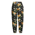 Spring Lily Flowers Pattern Print Fleece Lined Knit Pants