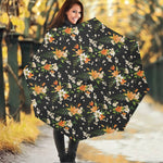 Spring Lily Flowers Pattern Print Foldable Umbrella