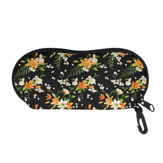 Spring Lily Flowers Pattern Print Glasses Case