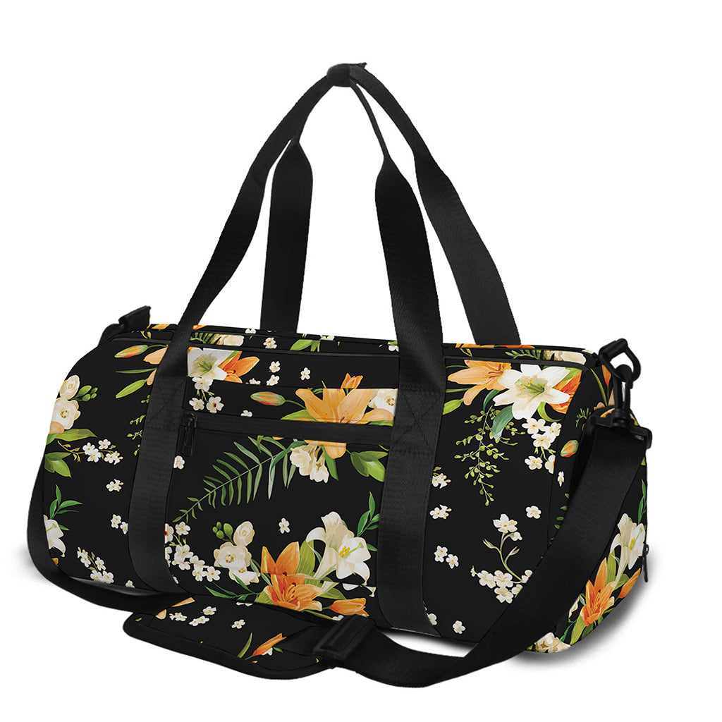 Spring Lily Flowers Pattern Print Gym Bag