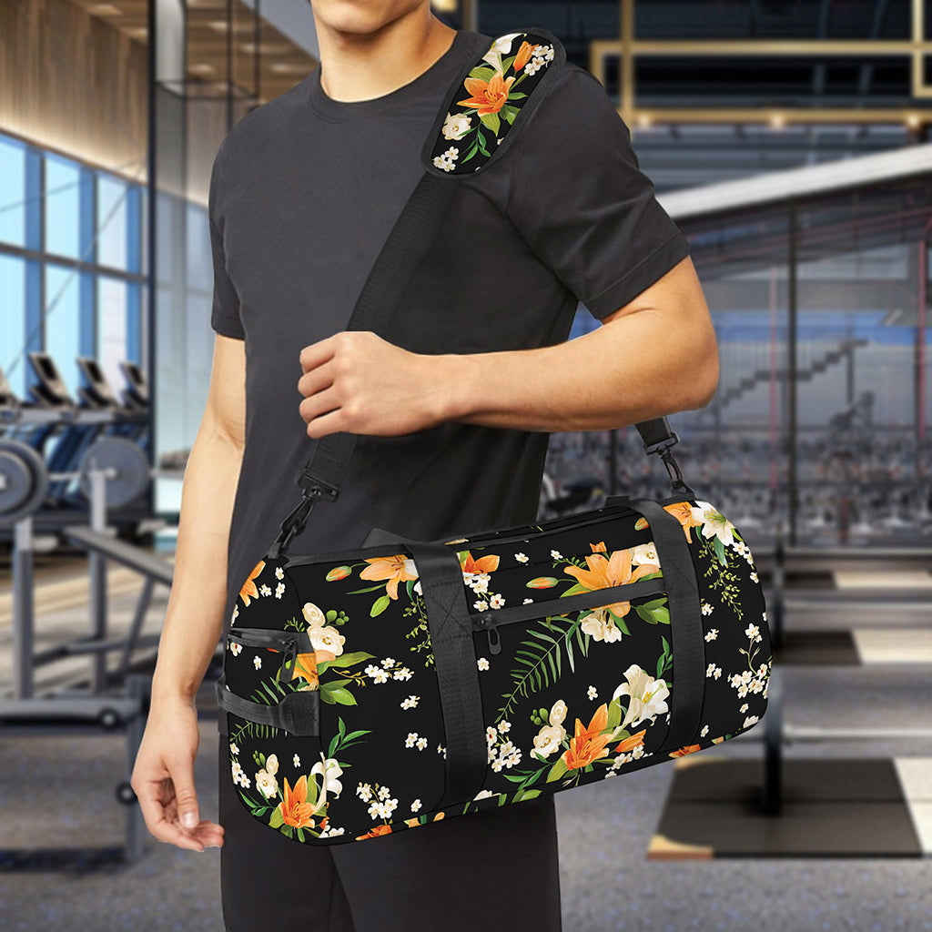 Spring Lily Flowers Pattern Print Gym Bag