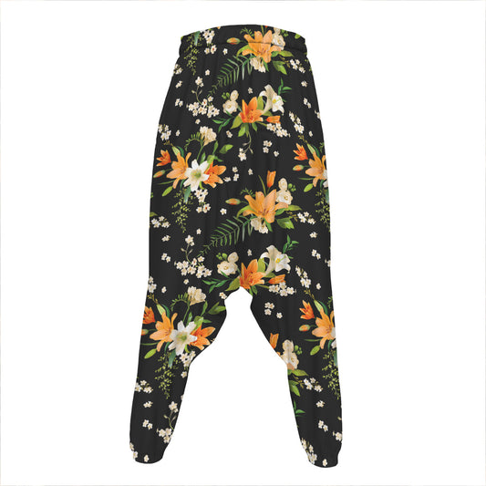 Spring Lily Flowers Pattern Print Hammer Pants