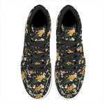 Spring Lily Flowers Pattern Print High Top Leather Sneakers