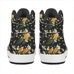 Spring Lily Flowers Pattern Print High Top Leather Sneakers