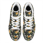 Spring Lily Flowers Pattern Print High Top Leather Sneakers