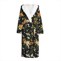 Spring Lily Flowers Pattern Print Hooded Bathrobe