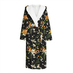Spring Lily Flowers Pattern Print Hooded Bathrobe