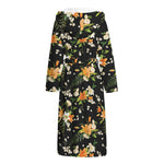 Spring Lily Flowers Pattern Print Hooded Bathrobe