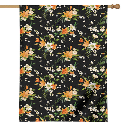 Spring Lily Flowers Pattern Print House Flag
