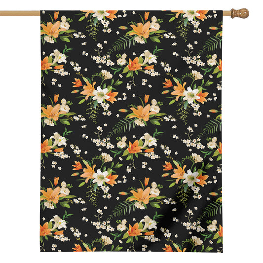 Spring Lily Flowers Pattern Print House Flag