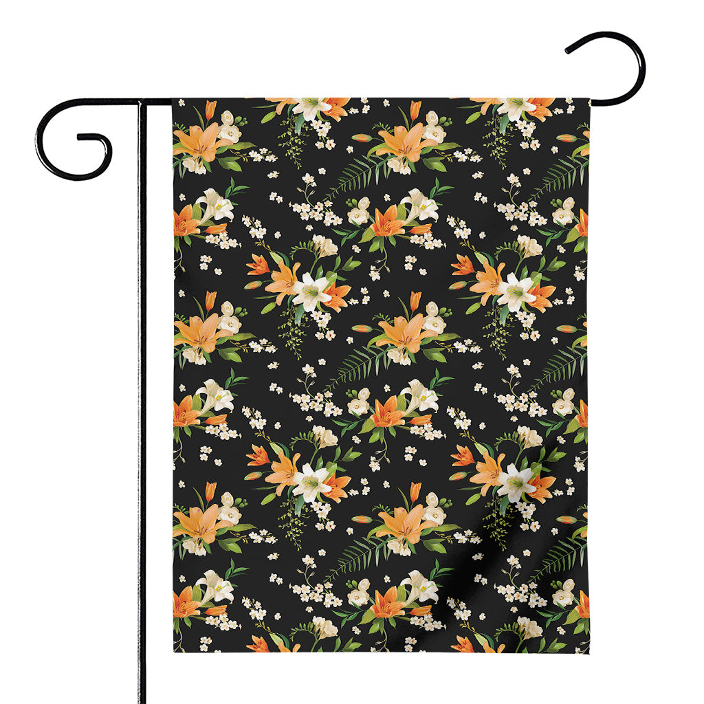 Spring Lily Flowers Pattern Print House Flag