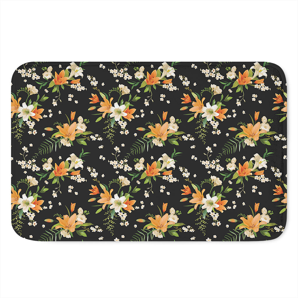 Spring Lily Flowers Pattern Print Indoor Door Mat