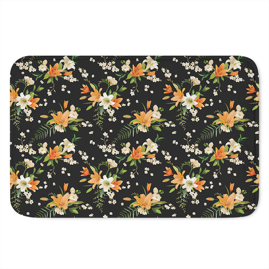 Spring Lily Flowers Pattern Print Indoor Door Mat