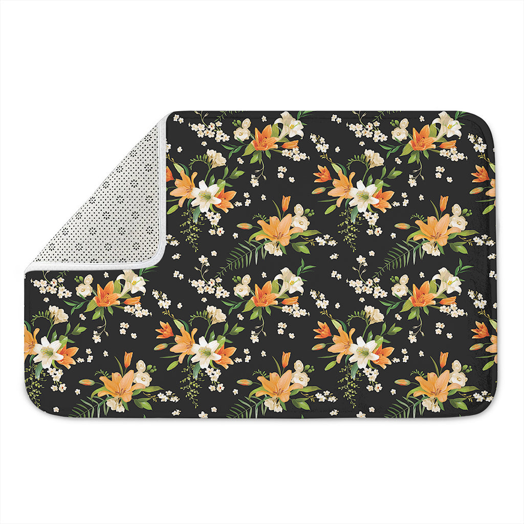 Spring Lily Flowers Pattern Print Indoor Door Mat