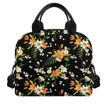 Spring Lily Flowers Pattern Print Insulated Lunch Bag