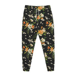 Spring Lily Flowers Pattern Print Jogger Pants