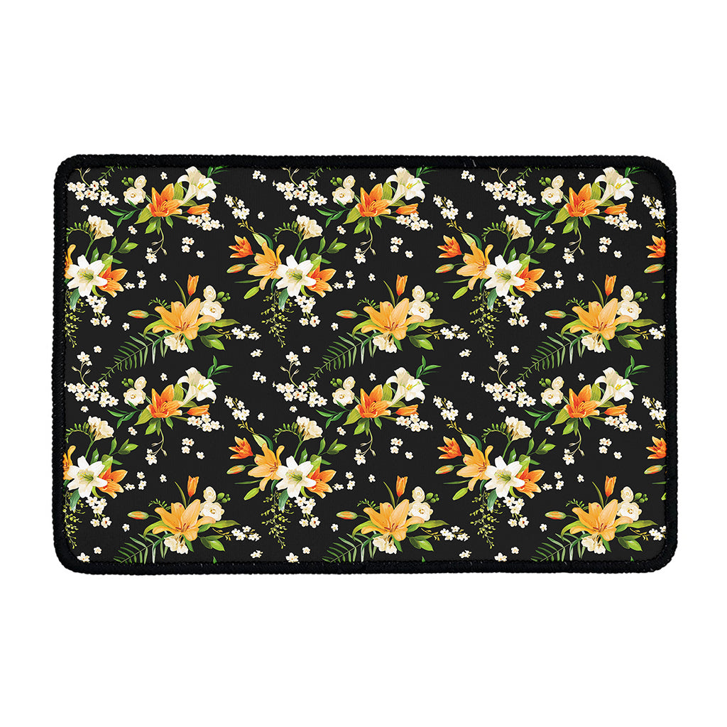 Spring Lily Flowers Pattern Print Kitchen Mat