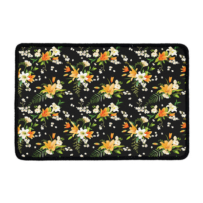 Spring Lily Flowers Pattern Print Kitchen Mat