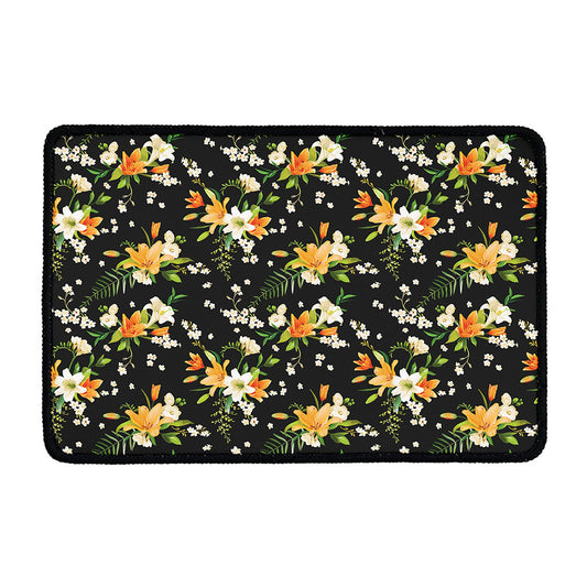 Spring Lily Flowers Pattern Print Kitchen Mat
