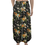 Spring Lily Flowers Pattern Print Lantern Pants