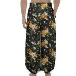 Spring Lily Flowers Pattern Print Lantern Pants