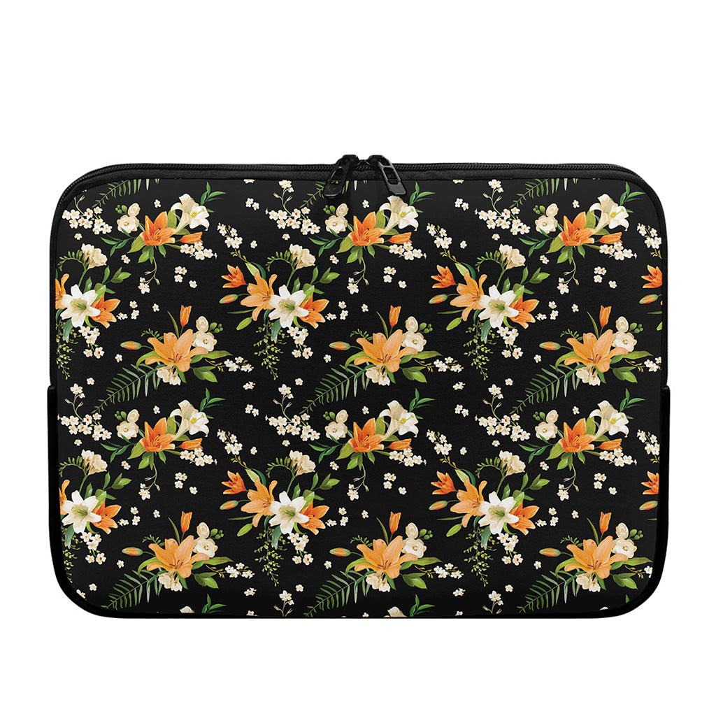 Spring Lily Flowers Pattern Print Laptop Sleeve