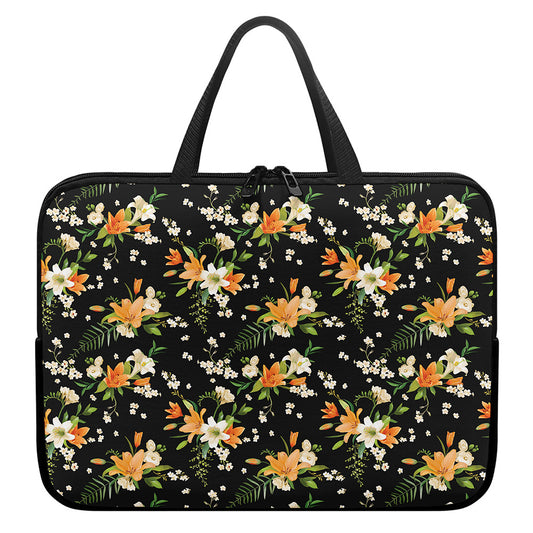 Spring Lily Flowers Pattern Print Laptop Sleeve With Handle