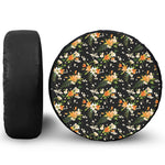 Spring Lily Flowers Pattern Print Leather Spare Tire Cover