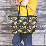 Spring Lily Flowers Pattern Print Leather Tote Bag