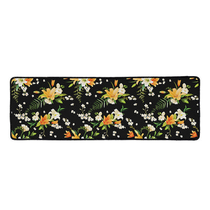 Spring Lily Flowers Pattern Print Long Kitchen Mat