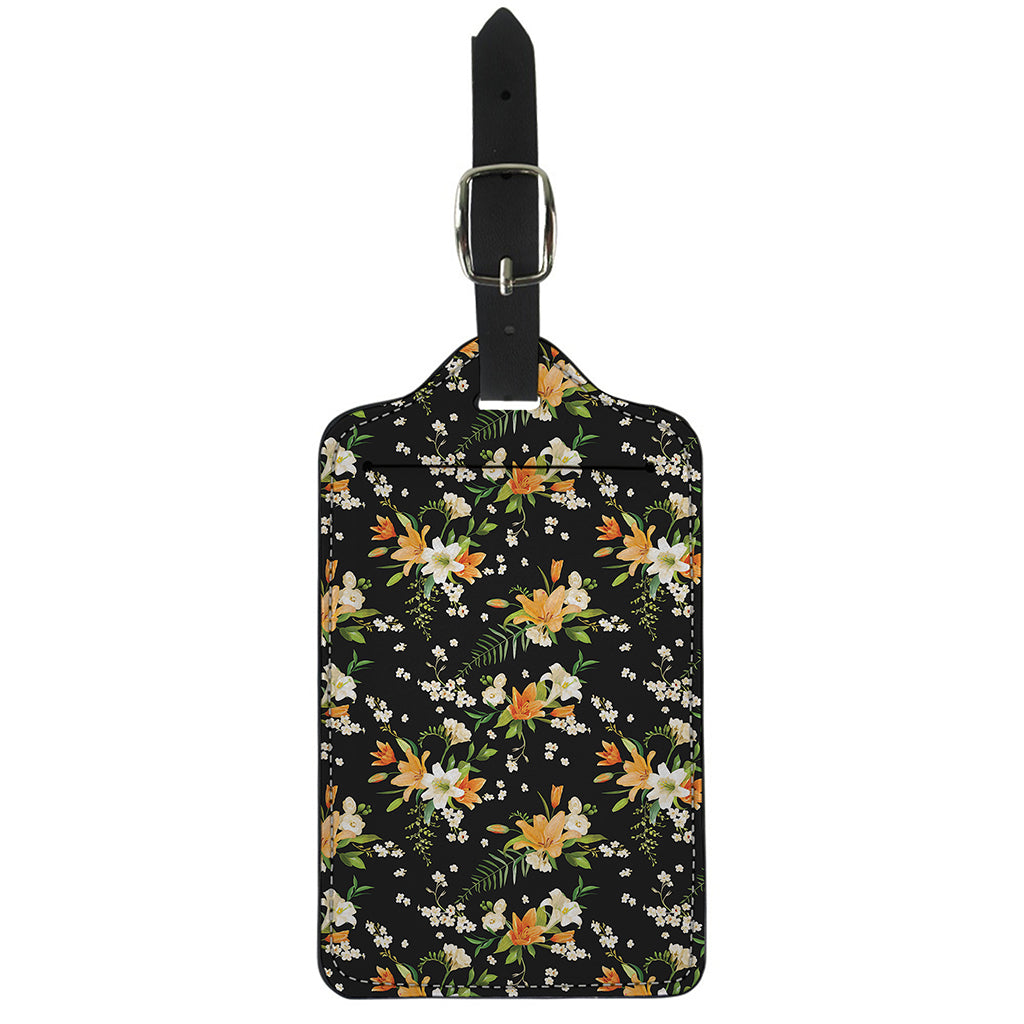 Spring Lily Flowers Pattern Print Luggage Tag