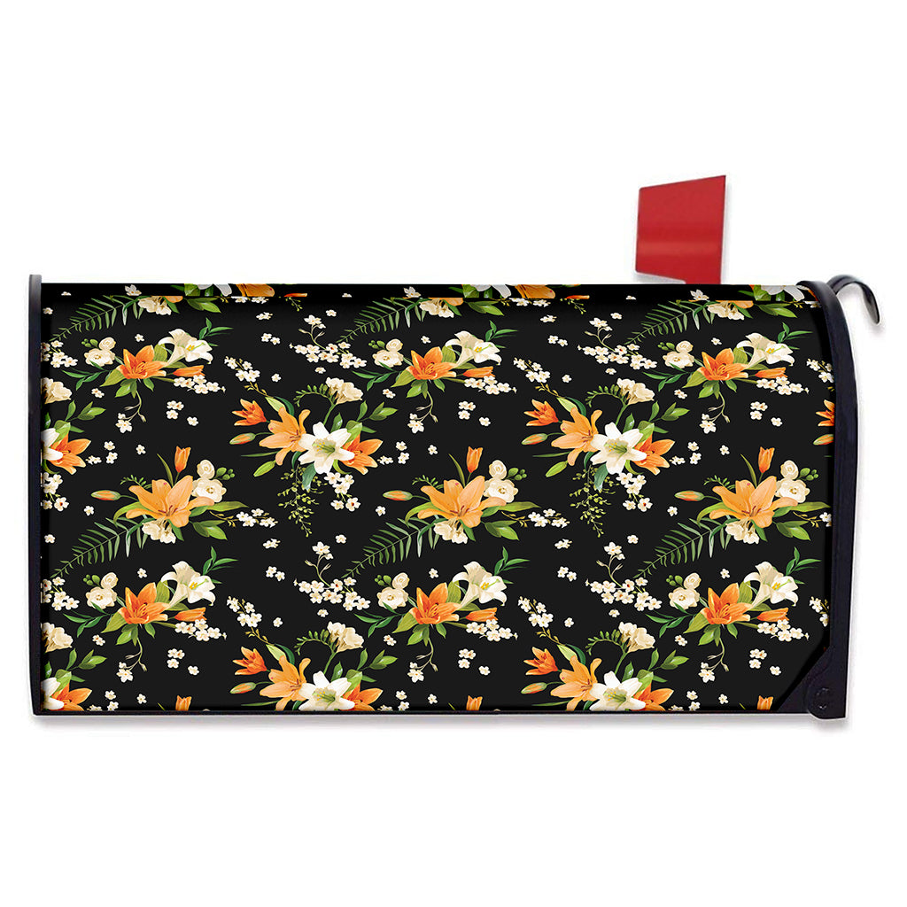 Spring Lily Flowers Pattern Print Mailbox Cover