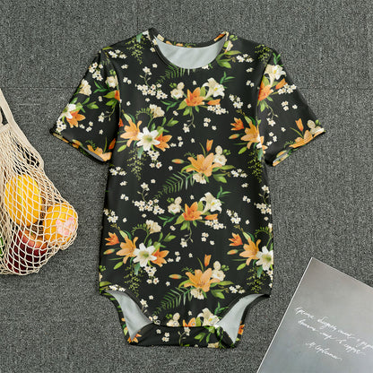 Spring Lily Flowers Pattern Print Men's Bodysuit