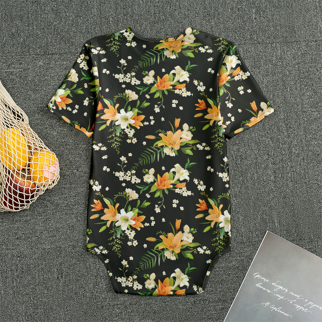 Spring Lily Flowers Pattern Print Men's Bodysuit