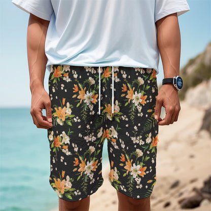 Spring Lily Flowers Pattern Print Men's Cargo Shorts