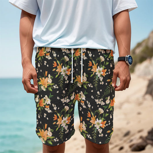Spring Lily Flowers Pattern Print Men's Cargo Shorts