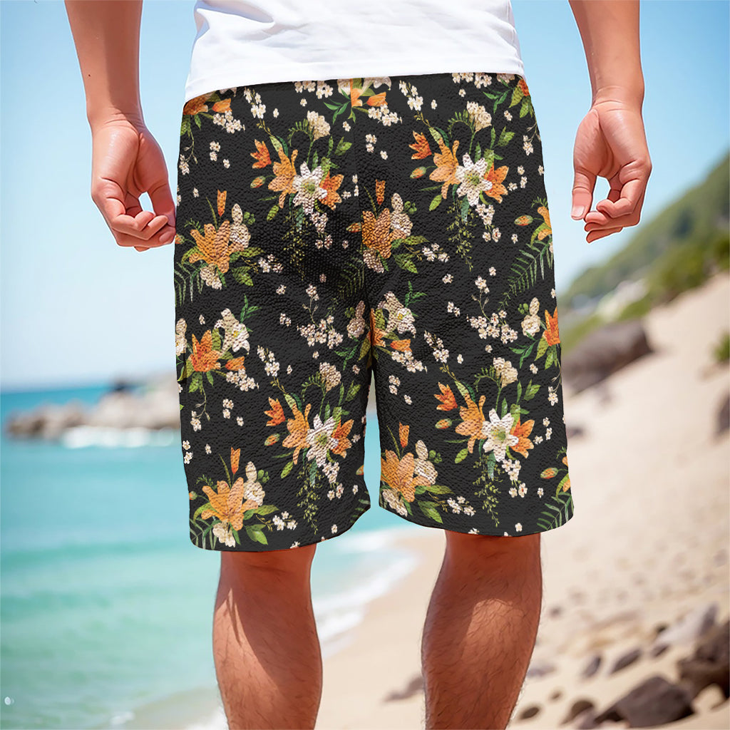 Spring Lily Flowers Pattern Print Men's Cargo Shorts