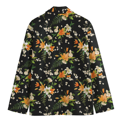 Spring Lily Flowers Pattern Print Men's Cotton Blazer