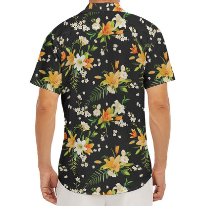 Spring Lily Flowers Pattern Print Men's Deep V-Neck Shirt